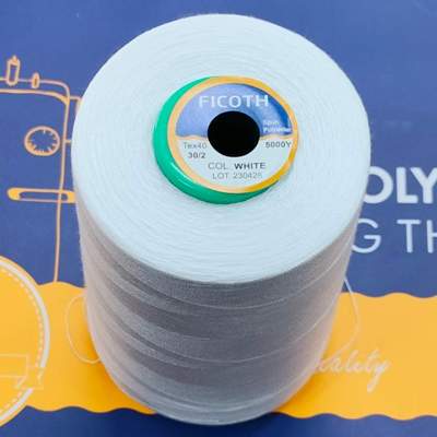 КОНУС FICOTH-спун ПЕС Tkt80, Tex40, Nm30/2 x 5000ярда БЯЛ